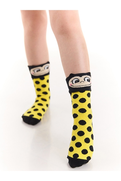 Denokids Arı Girl Yellow Black Sock Set of 2