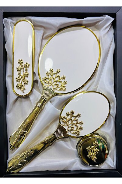 Muensu Σετ χτένας και καθρέφτη με χρυσό επένδυση Ghost Tree, Σετ προίκας