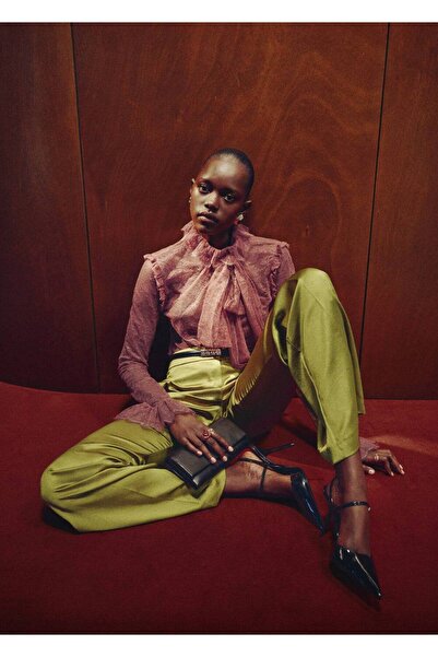 MANGO Woman Saten düz kesim pantolon