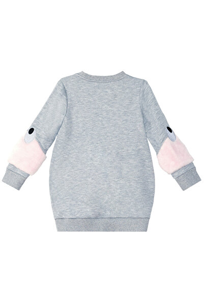 MSHB&G Šedé šaty s plyšovými rukávy pro dívky