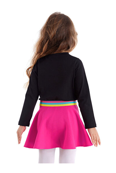 MSHB&G Winter Girl's Dress with Emoji and Elastic Waist, Black Pink