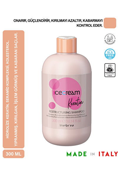 Inebrya Ice Cream Keratin Şampuan Yoğun Işlem Görmüş Saçlar Için Onarım Şampu...