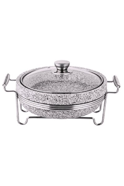 ELEGANT HOME Stone pot with lid and 24cm stainless steel heating base