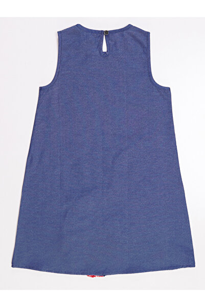 Denokids Girl's Navy Blue Woven Summer Dress - Cat Love Pattern