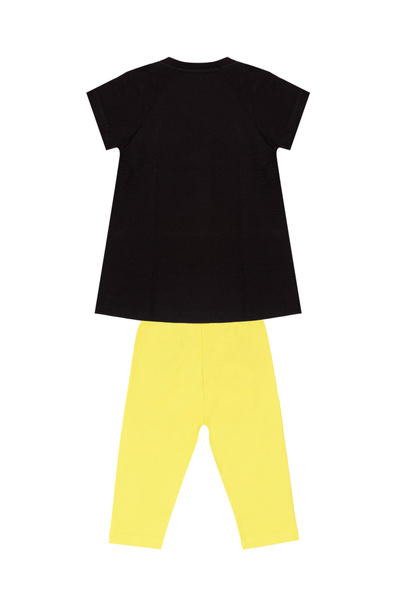 Denokids Zebracorn lány nyári szett - fekete, sárga fodros póló, tunika és leggings