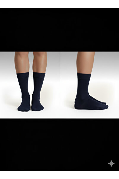 belincia Bambu Men's Socket Long Straight Navy Blue Socks Stitch-Free 6-Pack