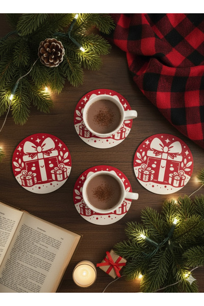 Duxud حزمة هدايا مفهومة لرأس السنة الجديدة، مفارش أكواب باللونين الأحمر والأب...