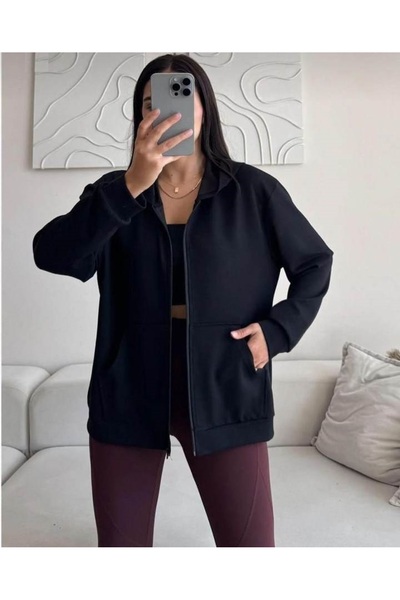 MODA Women's Hooded Pocketless Zippered Sweatshirt