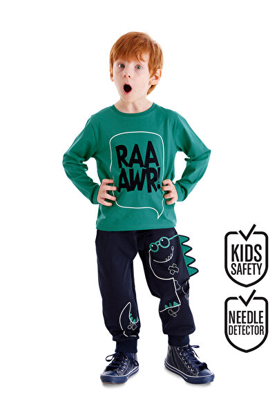 Denokids Boy's Winter Dino T-shirt and Trousers Set - Serrated