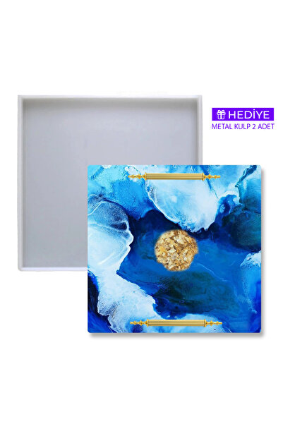 Getshopmini Epoksi Tepsi Kalıbı Silikon Kare Tepsi Kalıbı 25x25cm - Kulp Hedi...