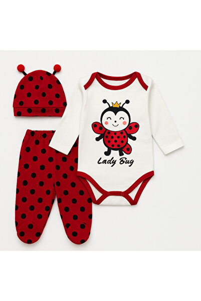 AKİ MODA KİDS 100% Cotton Baby Boy with Ladybug Hat and Badili