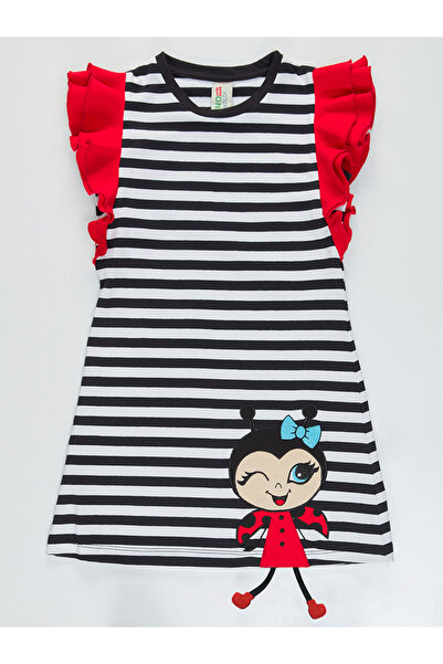 Denokids Striped and Ruffled Summer Combed Cotton Dress for Girls