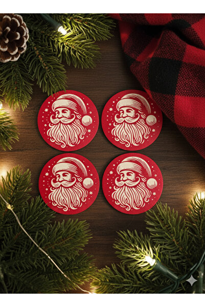 Duxud حامل أكواب بنمط سانتا كلوز باللونين الأحمر والأبيض (مجموعة من 4)