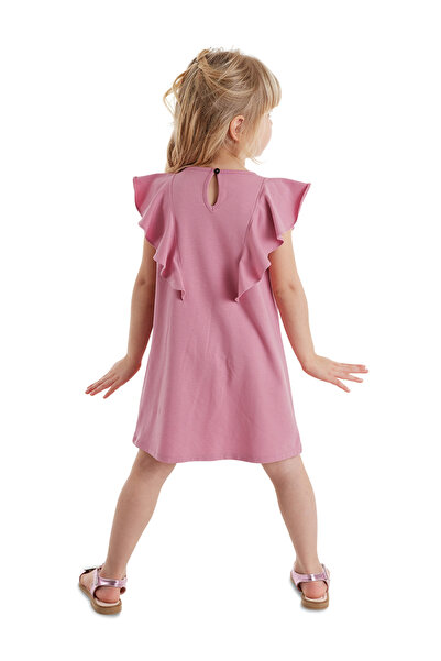 Denokids Pink Girl's Summer Dress - Panda Ruffle Detail