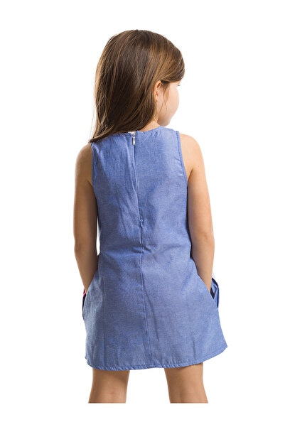 Denokids Blue Pocket Sleeveless Summer Dress for Girl