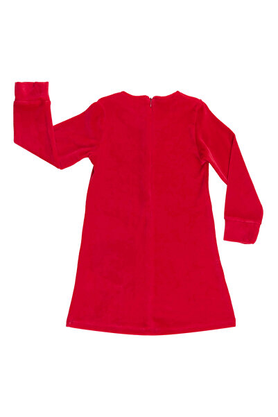 Denokids Naughty Stag Girl Christmas Velvet Red Dress