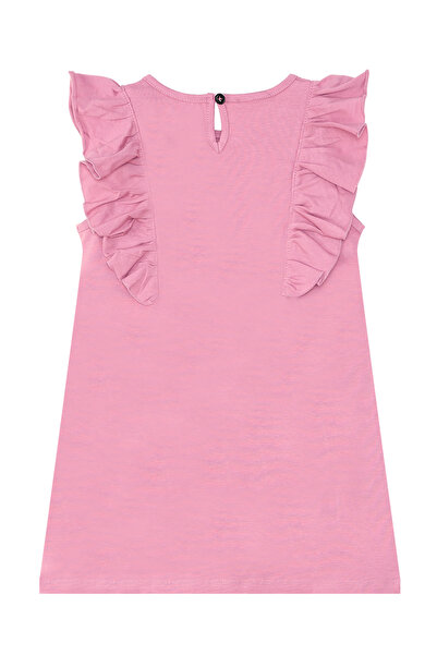 Denokids Pink Girl's Summer Dress - Panda Ruffle Detail