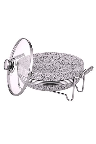 ELEGANT HOME Stone pot with lid and 20cm stainless steel heating base