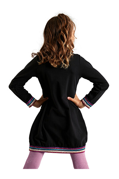 MSHB&G Μαύρο ποπ κορν - Γυαλιστερό ελαστικό μακρυμάνικο κορίτσι