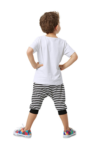 Denokids Pizza Crocodile Boy T-shirt Capri Shorts Set