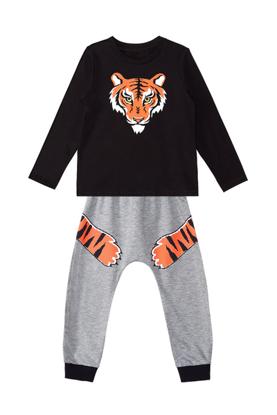 Denokids Boy's Tiger Claw Winter T-shirt and Trousers Set