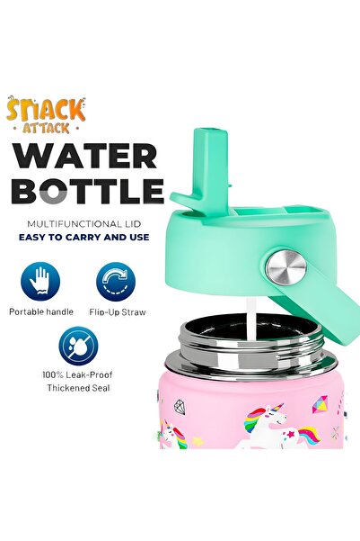 Snack Attack Kids Water Bottle for School Insulated water bottle with Straw Lid