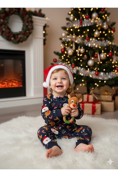 BabyDia New Year's Detailled Zippered Jumpsuit