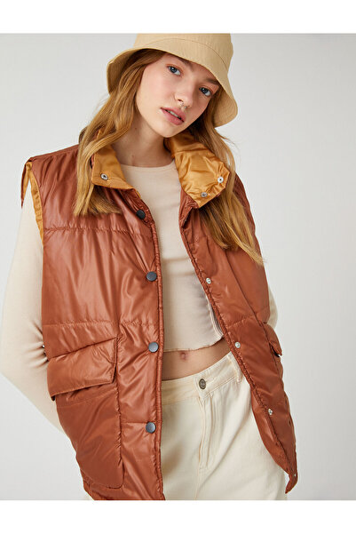 Koton Inflatable Vest with Pocket Detail and Snap Closure