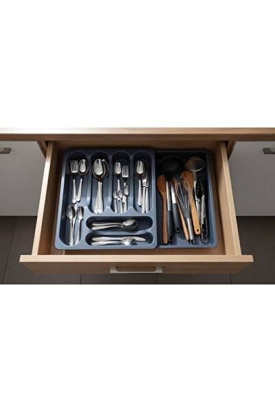 GLOW LUXE Adjustable Sliding Cutlery Holder (Sliding Drawer Cutlery Holder Knife Holder)