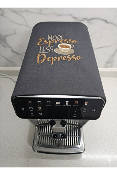 BeybiNest Embroidered Coffee Machine Cover Anthracite Grey.