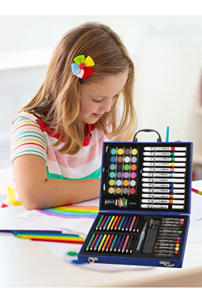 Zen Store Blue Non-Toxic Kids Art Set – Coloring, Drawing & Painting Kit – 88 Pcs