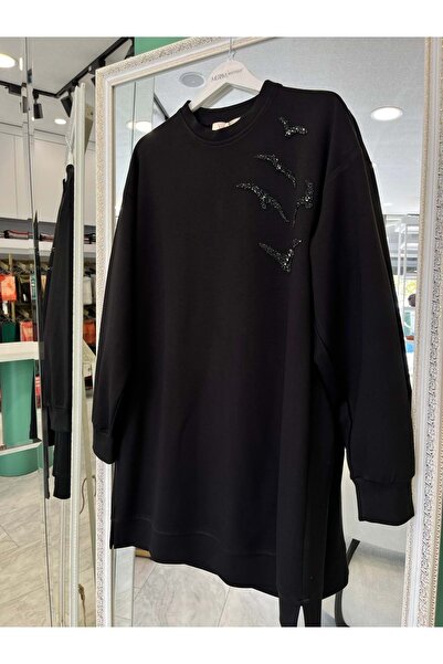 MRM MERAM BUTİK Shoulder Pad Tex Stone Tunic - Black - 48