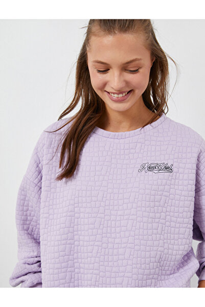 Koton Bedrucktes, strukturiertes Langarm-Pyjamaoberteil