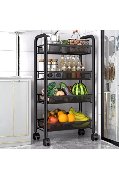 Viyogo Slim metal stand with 4 levels, 360° rotatable, 44 (L) x 20 (w) x 98 (H) cm, black