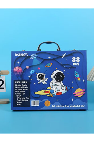 Zen Store Blue Non-Toxic Kids Art Set – Coloring, Drawing & Painting Kit – 88 Pcs