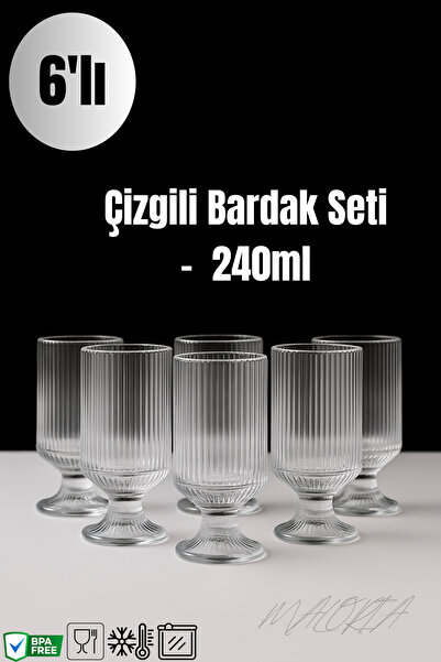 Maloria Aeva Ayaklı Kahve Yanı Su Bardağı | 210ml - 6'lı