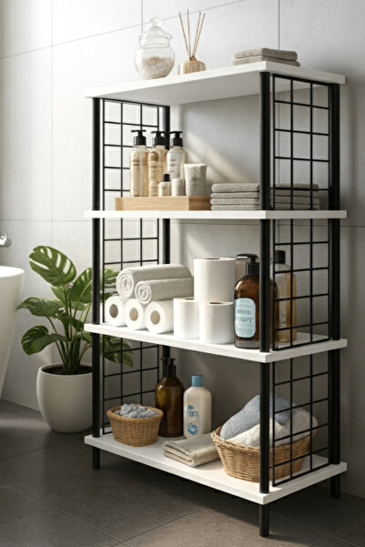 PEKA Banyo Düzenleyici 4 Raflı Banyo Dolabı Çevir Kur Çok Amaçlı Dolap Geniş ...