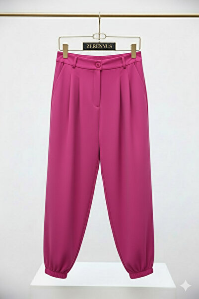 Zerenyus Fuchsia Wide Leg Elastic Shalwar Type Trousers