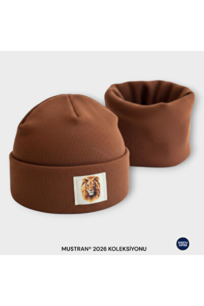 Mustran 95% Cotton Handmade 2-Piece Beret Neck Collar Set for Children Aged 4-12 |   Double Layer 4 Layer Ear Protection Gift