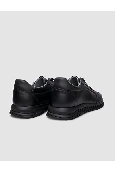 Cabani 100% Genuine Leather Black Rubber Laced Sports Men's Shoes