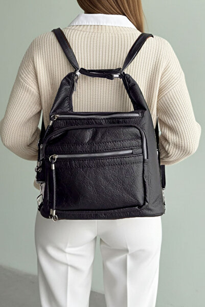 Lifonbag Women's Soft Leather Multi-Compartment Large Backpack and Shoulder Bag (41X33 cm)