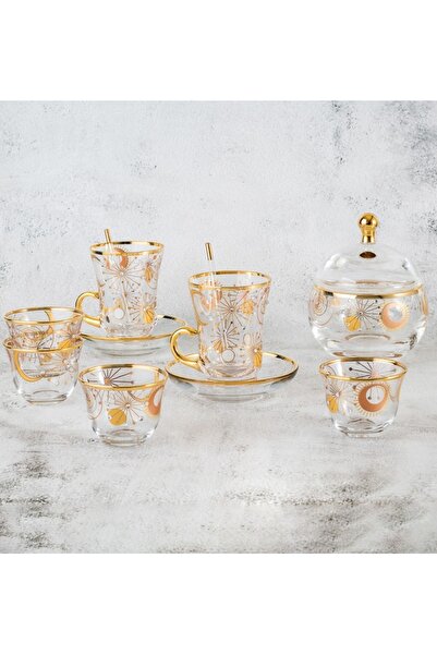 HIC Crystal tea and coffee set 49 pcs gold color