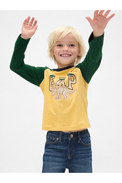 GAP Erkek Bebek Sarı Logo Grafik T-Shirt