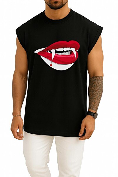 Bahriyeli Collection supradimensionat Dracula Vampire, maiou cu design de pie...