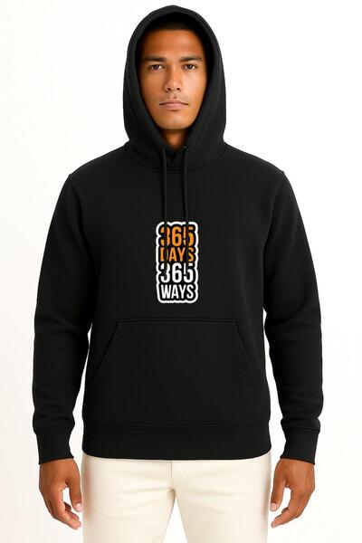 Bahriyeli Collection Hooded 365 Days 365 Ways Chest Design Unisex Sweatshirt