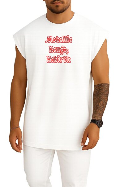 Bahriyeli Collection Oversized Metallic Rouge Rebirth Anime Chest Printed Und...