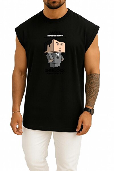 Bahriyeli Collection تيشيرت بدون أكمام بتصميم كبير الحجم على شكل صدر مع رسوما...