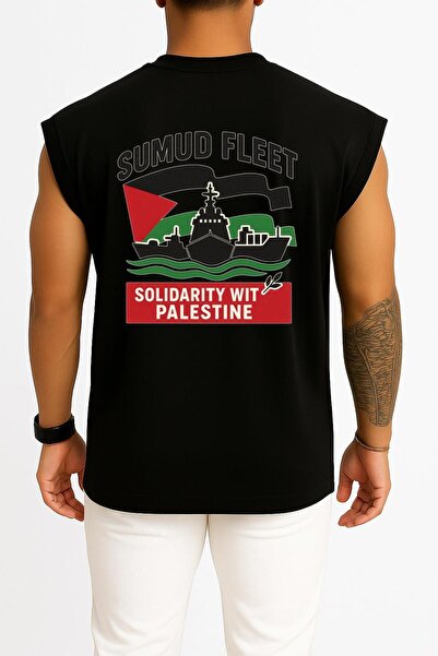 Bahriyeli Collection Oversize Sumud Fleet Undershirt with Chest and Back Design
