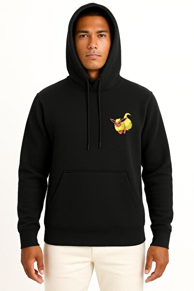 Bahriyeli Collection Hooded Flareon Pocket Printed Unisex Sweatshirt