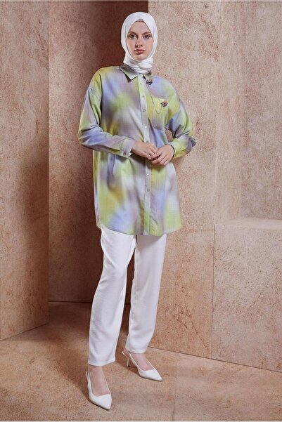 Alvina كتان مناديل بروش تونك 44627